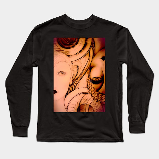 Art Deco two face spheres, Jacqueline Mcculloch Long Sleeve T-Shirt by jacquline8689